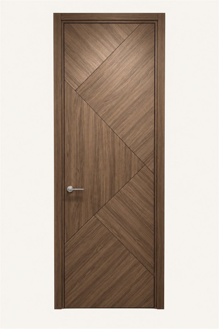 Special order door: Geometric, warm wood tone